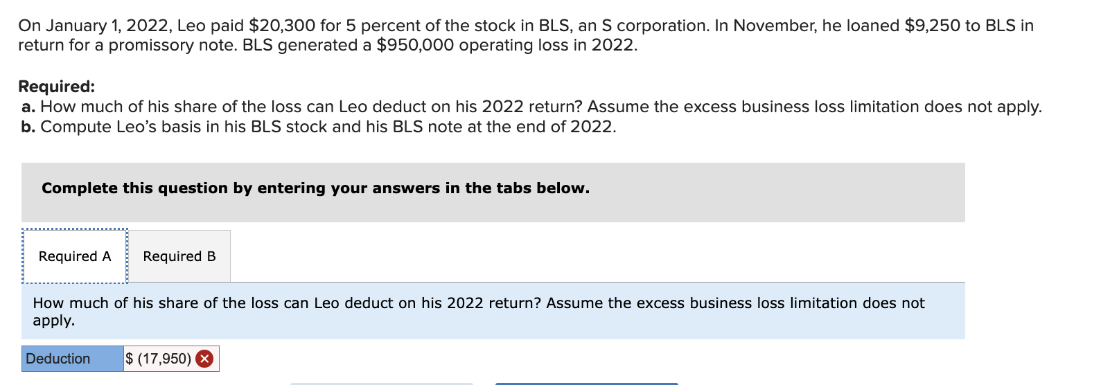  On January 1,2022, Leo paid $20,300 for 5 percent of the