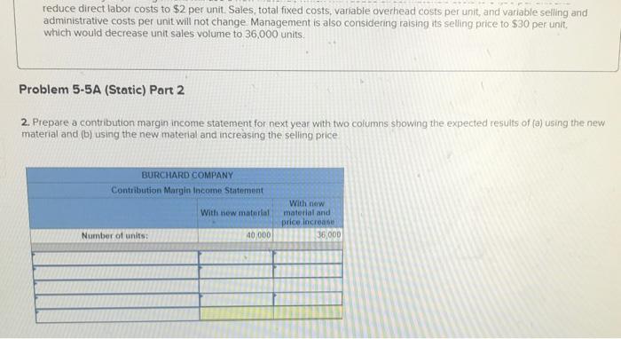 displayed below] Burchard Company sold 40.000 units of its only product for