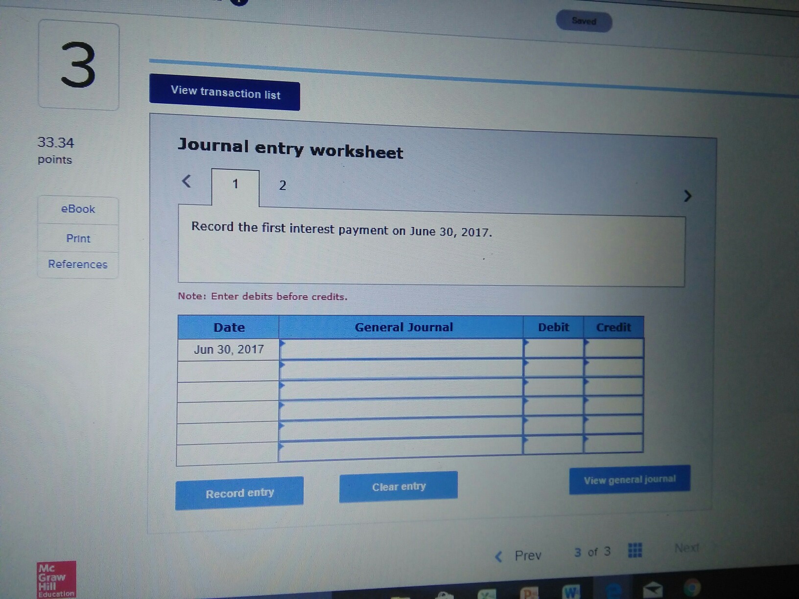 entry to record the bonds Issuance 2(a) For each semlannual period, complete