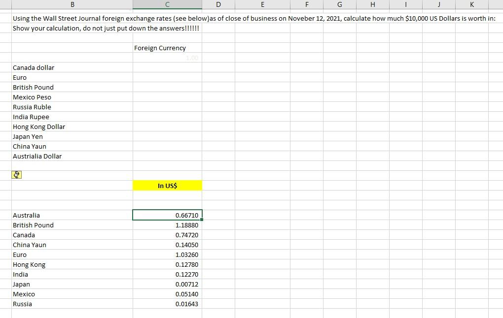 B C D E F G K Using the Wall Street