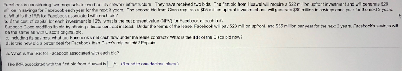  Facebook is considering two proposals to overhaul its network infrastructure. They