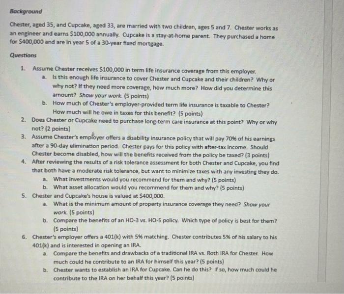 pleaee solve this question. a like will b left!!!! Chester, aged 35,