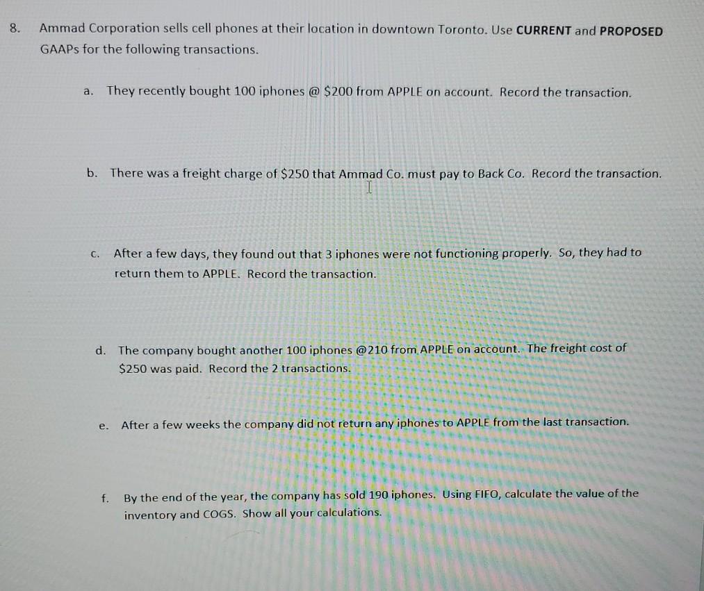  i need help on question 8 and all its part thank