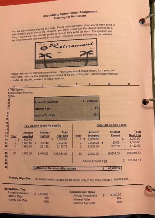  i need help to make spreadsheet Two and Three ive been