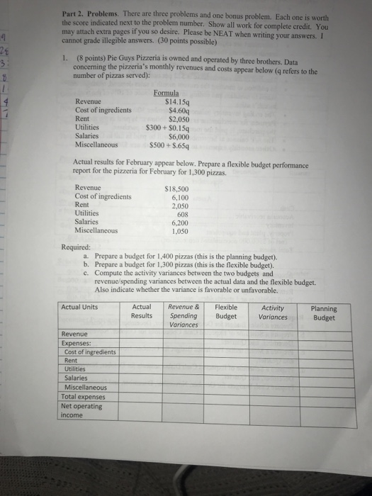  Part 2. Problems. There are three problems and one bonus problem.