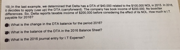  19) In the last example, we determined that Delta has a