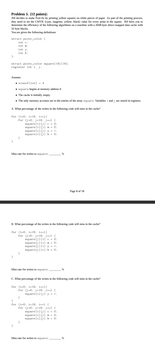  Problem 5.(12 points): 3M decides to make Post-Its by printing yellow