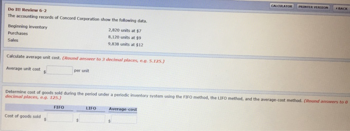  TER VERSION . BACK Do It! Review 6-2 The accounting records