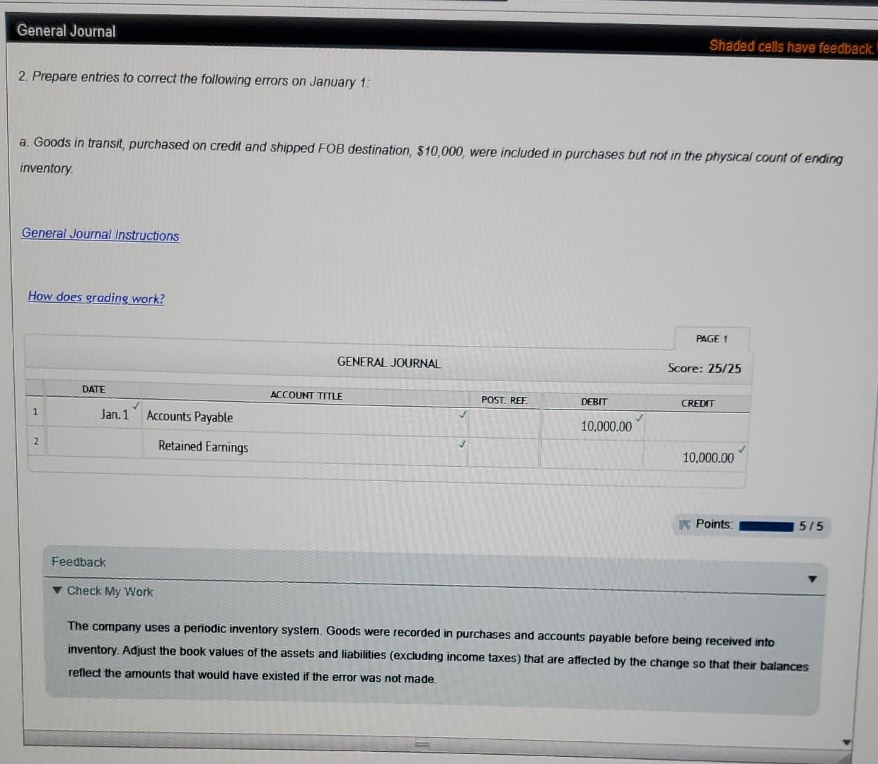 following are independent errors made by a company that uses the periodic