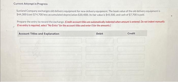  Current Attempt in Progress Sunland Company exchanges old delivery equipment for