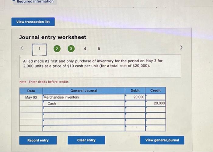 [The following information applies to the questions displayed below.] Allied Merchandisers was
