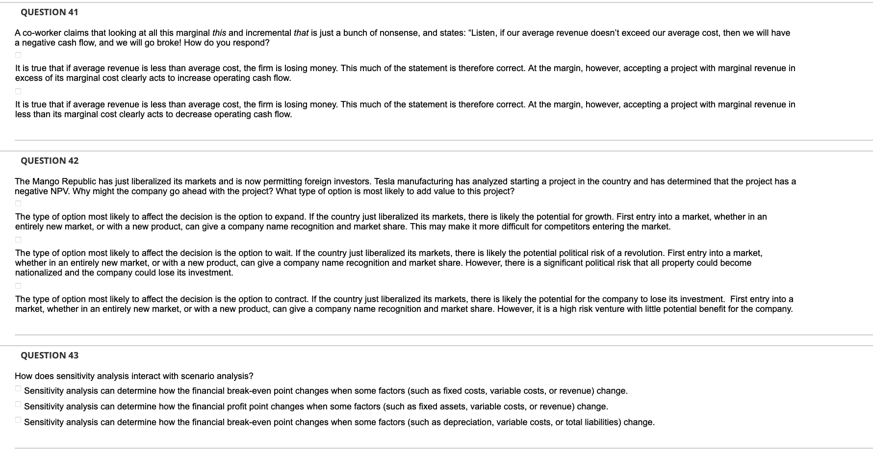  QUESTION 41 a negative cash flow, and we will go broke!