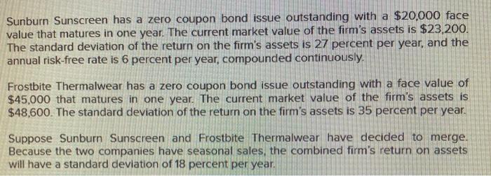  Sunburn Sunscreen has a zero coupon bond issue outstanding with a