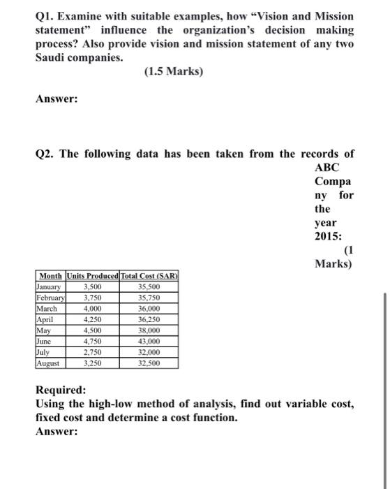  Please answer all questions Q1. Examine with suitable examples, how Vision