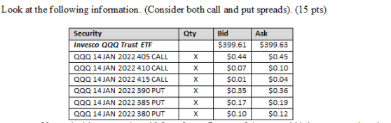  Consider the information in the table e. If you decide to