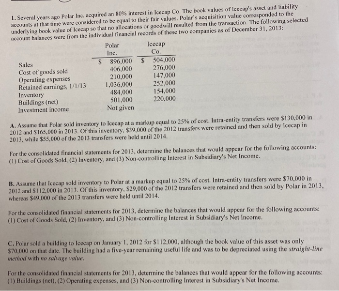 How do you solve for C? Co. 1. Several years ago Polar