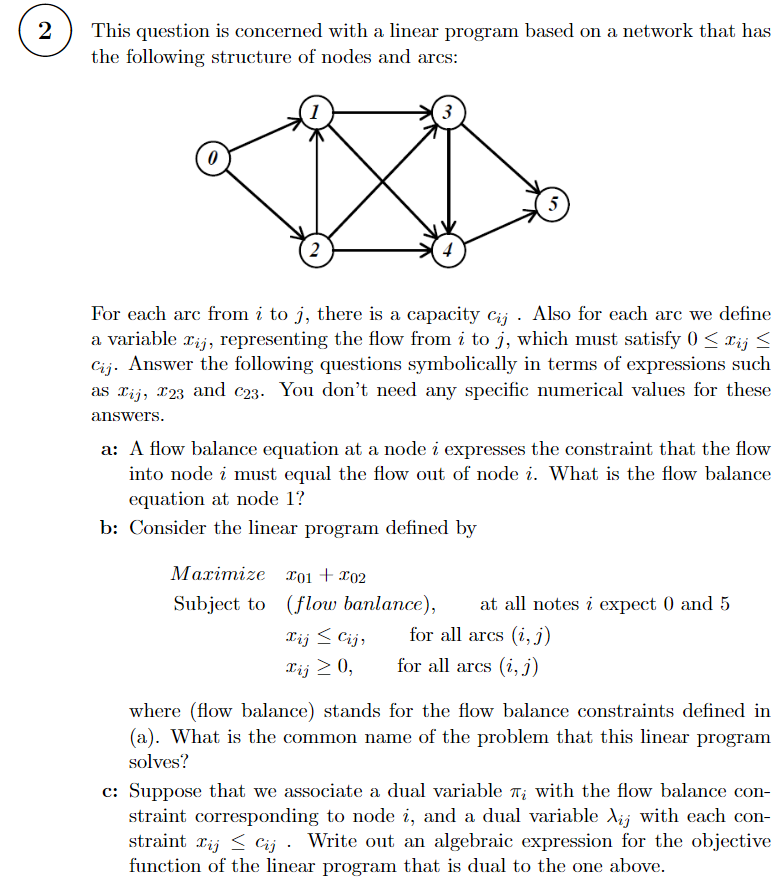2 This question is concerned with a linear program based on