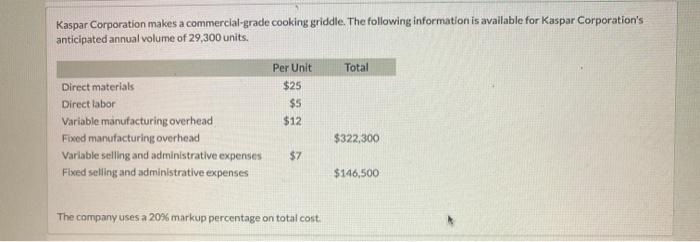 please answer the following questions: 1. compute the total cost per unit