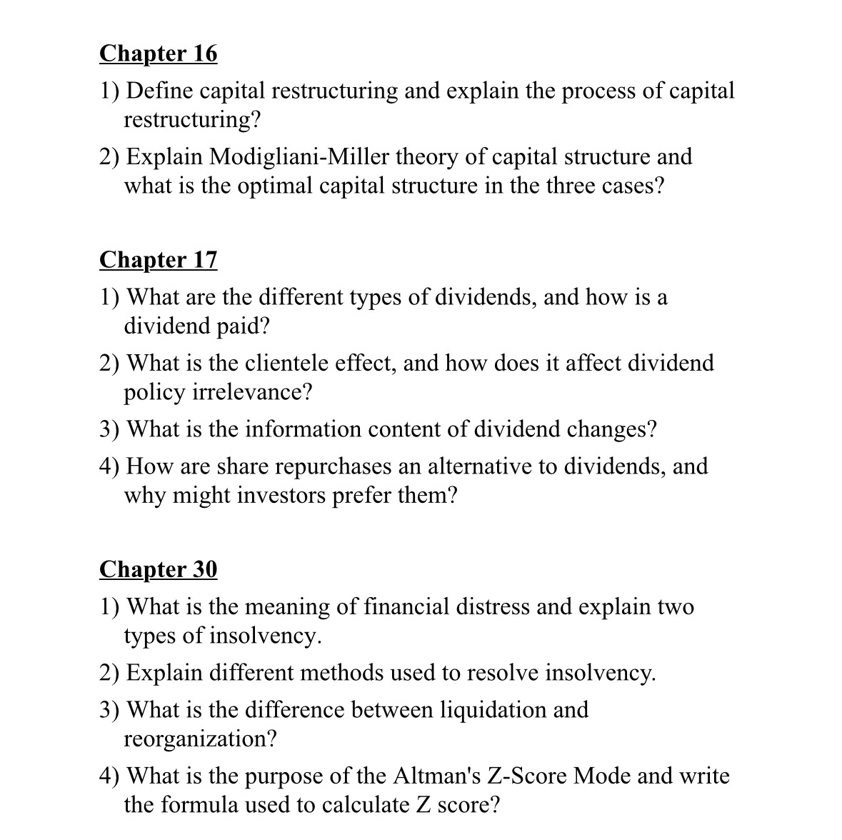  Chapter 16 Define capital restructuring and explain the process of capital