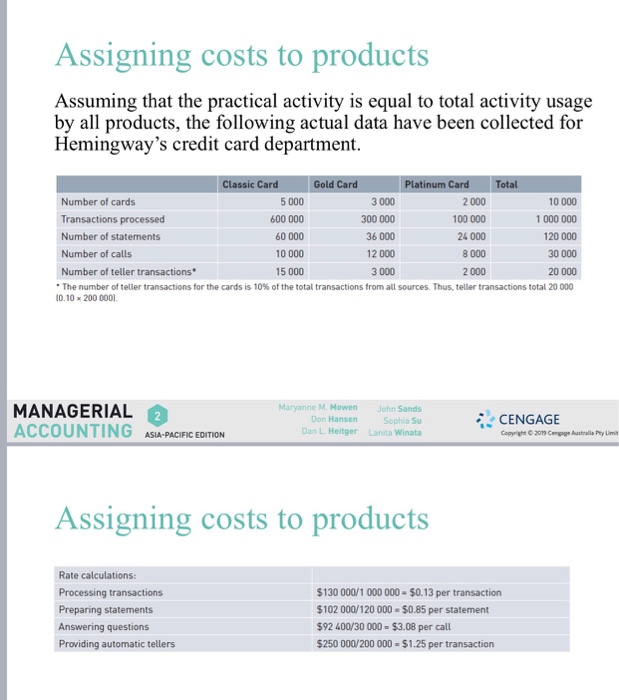 how is the 130,000 calculated for processing transactions? Assigning costs to products