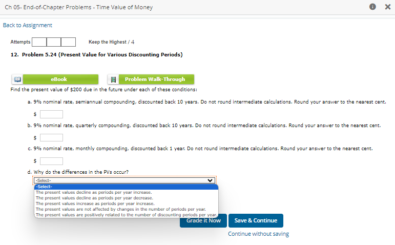  Ch 05-End-of-Chapter Problems - Time Value of Money Back to Assignment