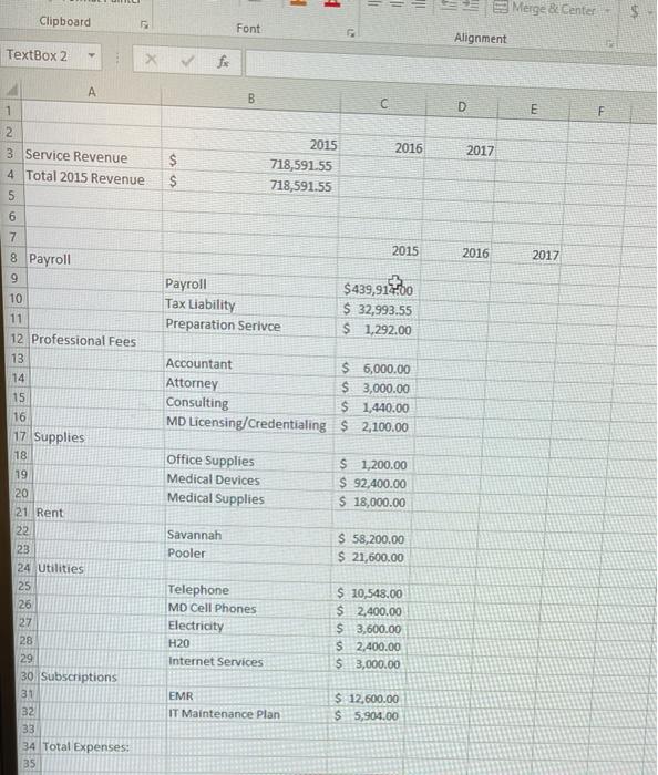  - = = Merge & Center $ Clipboard Font Alignment TextBox2