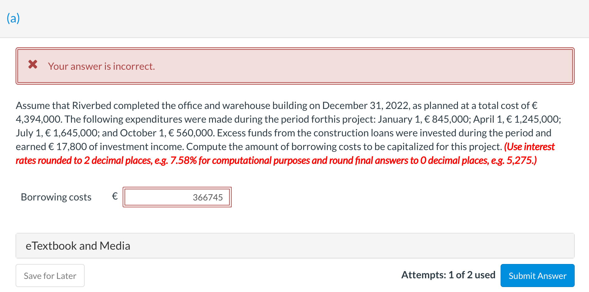  (a) ( X Your answer is incorrect. Assume that Riverbed completed