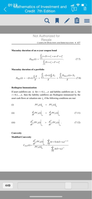 questions involving duration assume a flat term structure. I 7.1.2 Suppose that