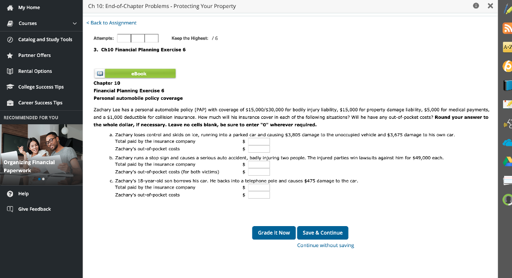 Please complete A,B,C * My Home Ch 10: End-of-Chapter Problems - Protecting