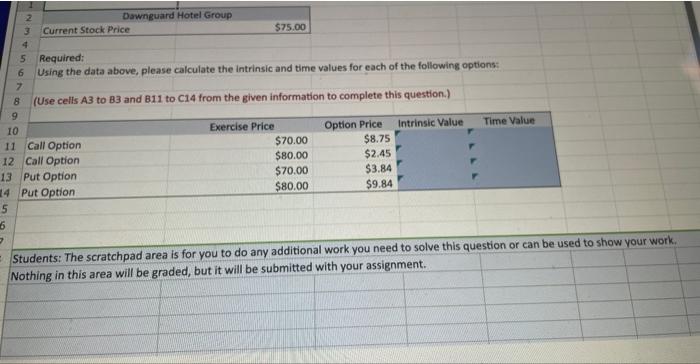  Current Stock Price Required: Using the data above, please calculate the