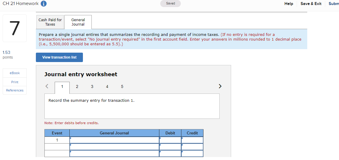 the five independent situations below, prepare a single journal entry that summarizes