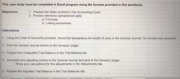 Accounting Cycle, Help highly needed for excel please! This case study must