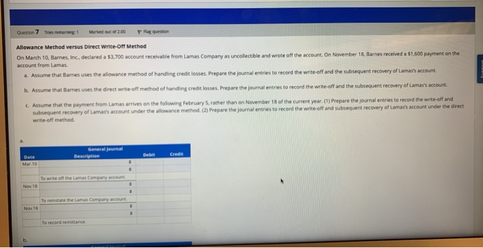  Q7 rest and 2007 Allowance Method versus Direct write-Off Method On