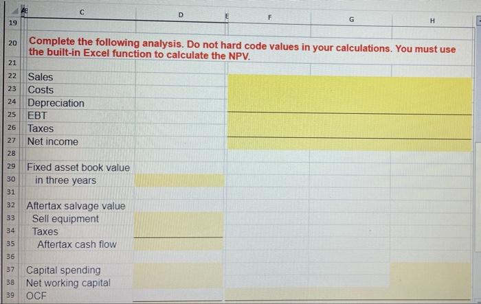 three-year expansion project that requires an initial fixed asset investment of $2.9