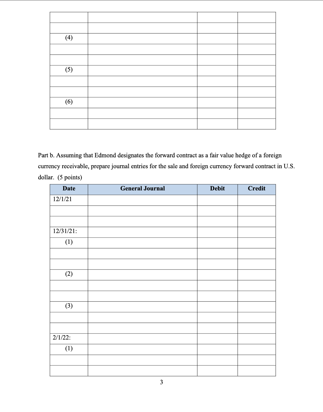 journal entries for the sale and foreign currency forward contract in U.S.