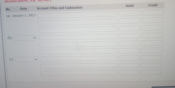 January 1The bonds were issued at 99. Prepare the journal entries for