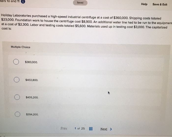  ters 10 and 11 Saved Help Save& Exit Holiday Laboratories $23,000.