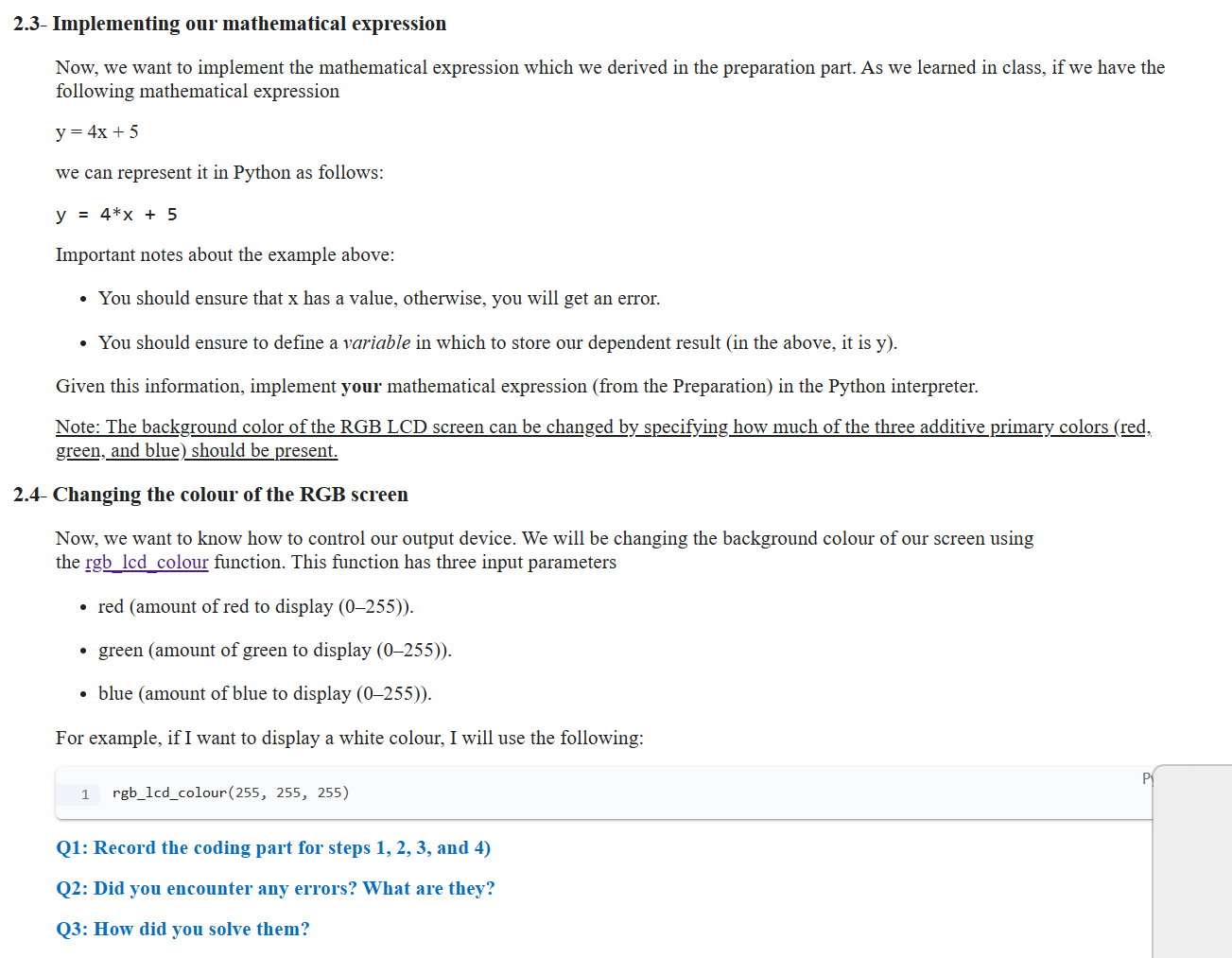  2.3- Implementing our mathematical expression Now, we want to implement the