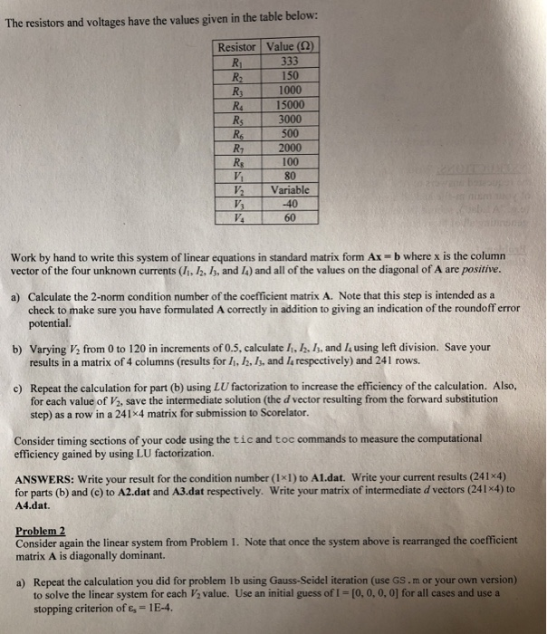 Learn how to solve linear systems using the following methods: o MATLAB