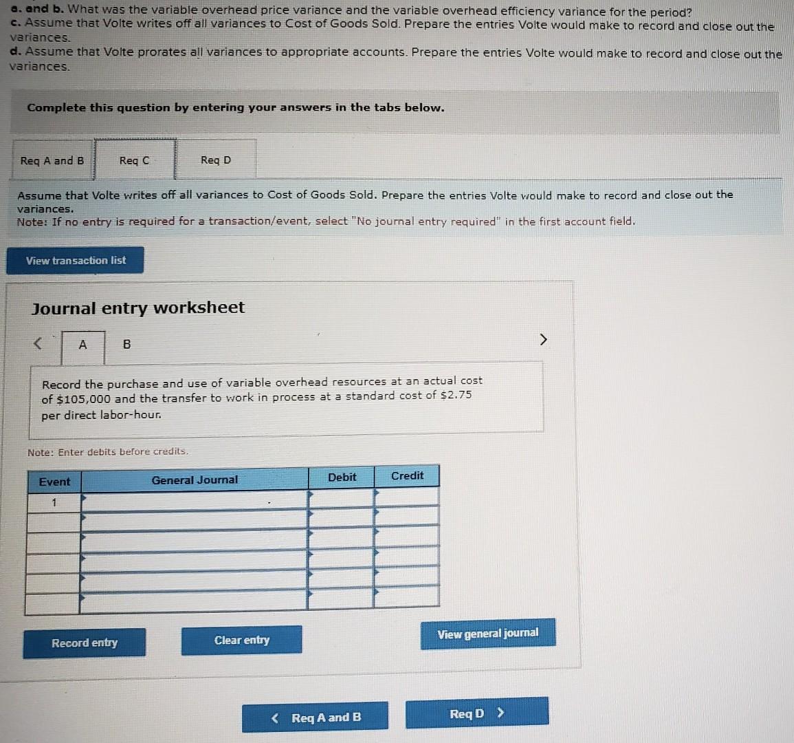 clear answer please. thank you!. Volte never has any work-in-process inventories and