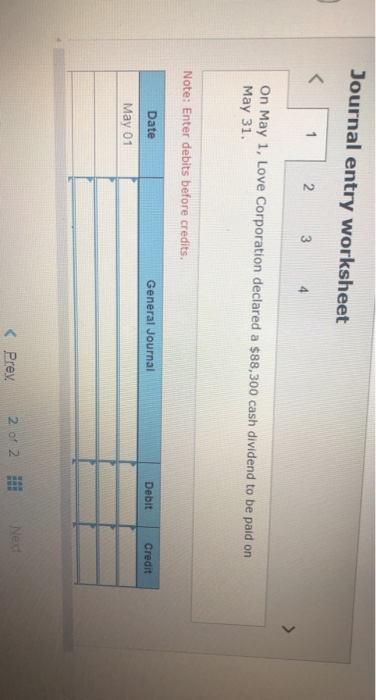  Journal entry worksheet