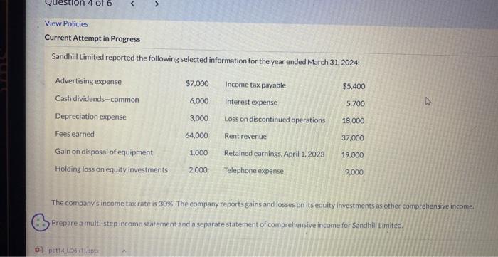 Help please View Policies Current Attempt in Progress Sandhill Limited reported the
