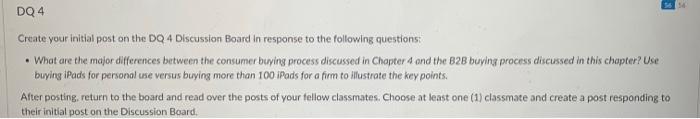  Create your initial post on the DQ 4 Discussion Board in