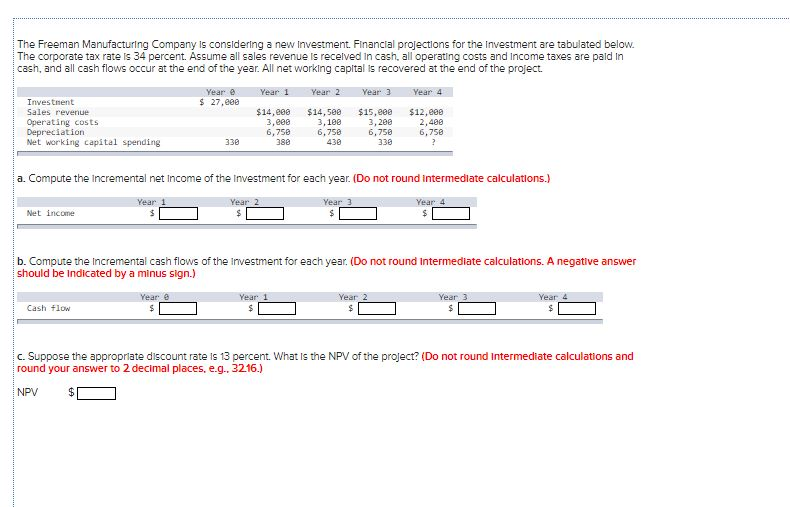 Need help with a, b, and c please. Thanks The Freeman Manufacturing
