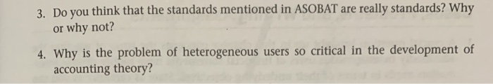  3. Do you think that the standards mentioned in ASOBAT are