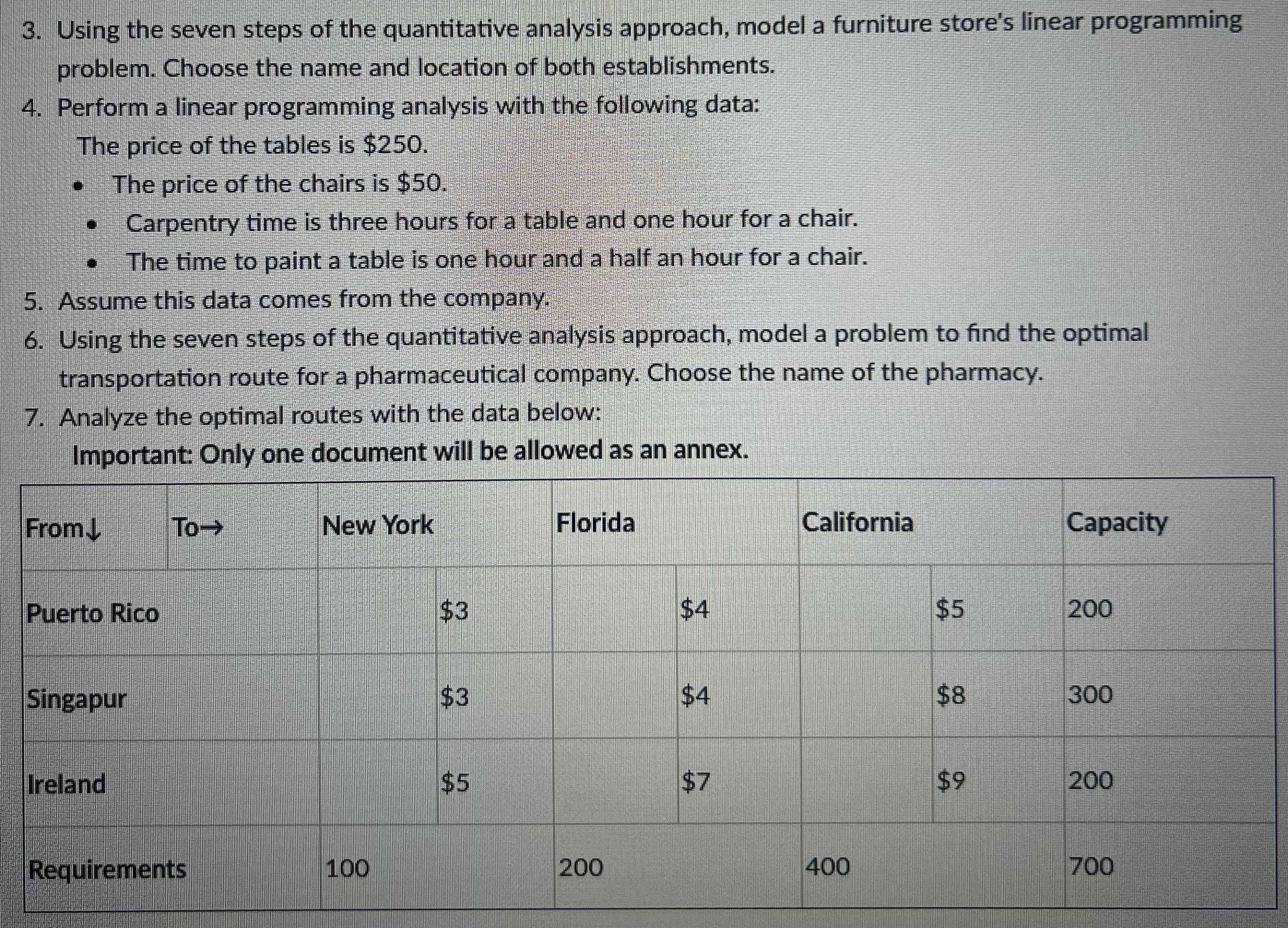  Using the seven steps of the quantitative analysis approach, model a