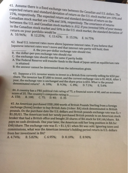  41. Assume there is a fixed exchange rate between the Canadian