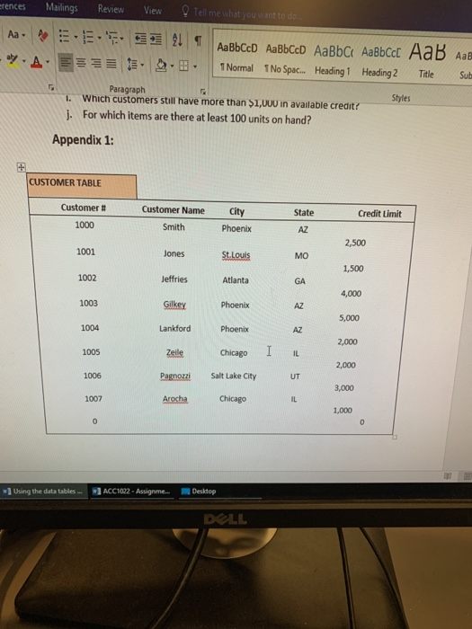 the following questions and indicate, the table(s), field(s), primary key and foreign