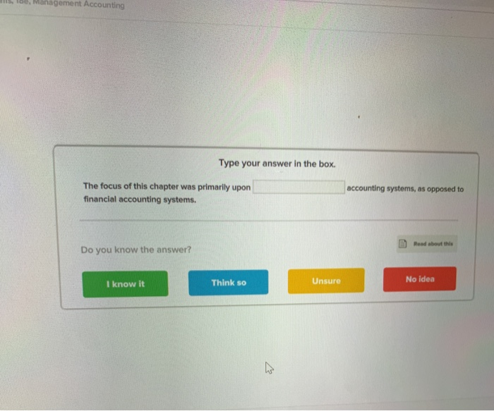  s. 188, Management Accounting Type your answer in the box. The
