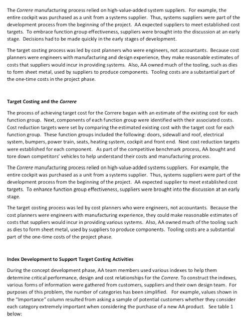 Cost Planning for the Product-Life Cycle Allegro Automotive The automotive industry has